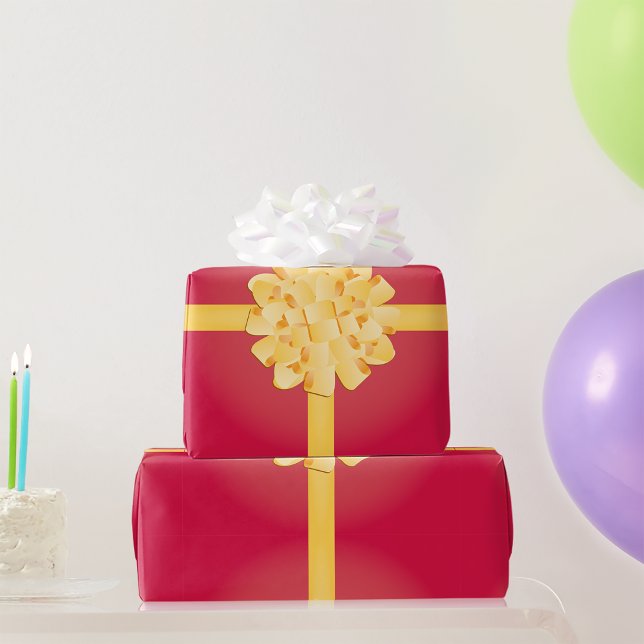 Elegant guldfärgad pompongavband presentpapper (Skapare uppladdad)