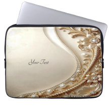 Elegant guldfärgad utsmyckad blommig laptopsleeve
