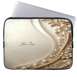 Elegant guldfärgad utsmyckad blommig laptopsleeve laptop fodral