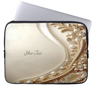 Elegant guldfärgad utsmyckad blommig laptopsleeve laptop fodral