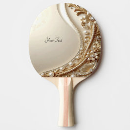 Elegant guldfärgad utsmyckad blomsterpingisracket pingisracket