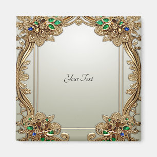 Elegant guldfärgad utsmyckad magnet