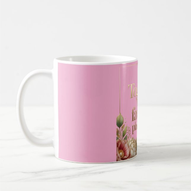 Elegant guldfblommig typografi kaffemugg (Vänster)