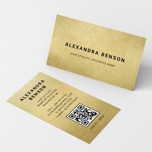 Elegant guldfolie frisör QR-kod Visitkort