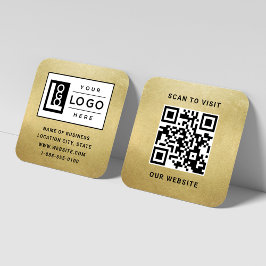 Elegant guldfolie logotyp QR-kod webbplats Fyrkantigt Visitkort