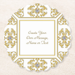 Elegant guldförgylld dekorativ kant med diamantacc underlägg papper