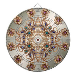 Elegant guldförtöjda blommor dartboard darttavla