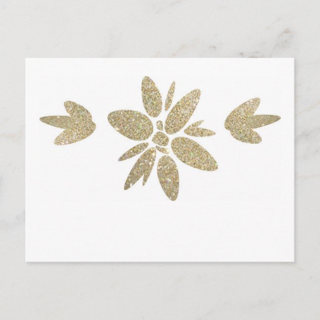 Elegant guldglänsande blommig inbjudan vykort (Framsida)