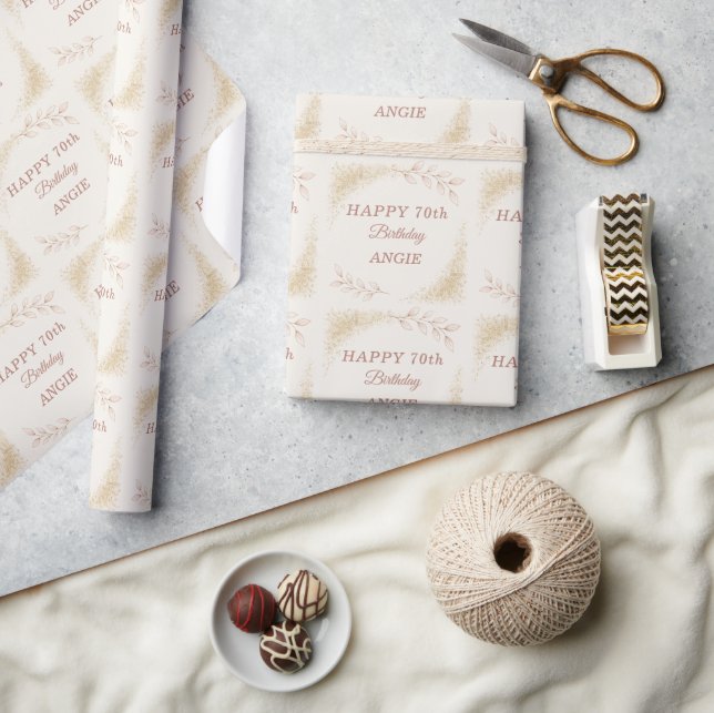 Elegant Guldglitter 70-årsdag Presentpapper (Hantverk)