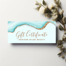 Elegant guldglitter blå marmorpresentcertifikat