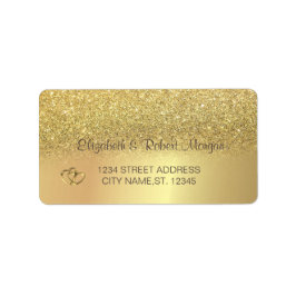 Elegant guldglitter Bokeh bröllopslabel Adressetikett