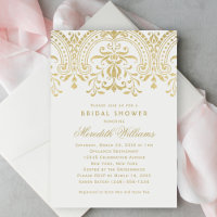 Elegant guldglitter Damask bröllopsdusch