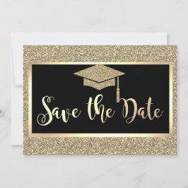 Elegant guldglitter examen Save The Date Spara Datumet
