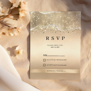 Elegant guldglitter glänsande svar RSVP Inbjudningar