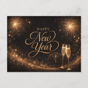 Elegant guldglitter Gott nytt år-design Helg Vykort