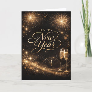 Elegant guldglitter Gott Nytt År Design Helgkort