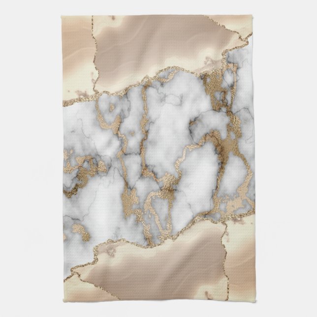 Elegant guldglitter Grå marmor   Kökshandduk (Vertikal)