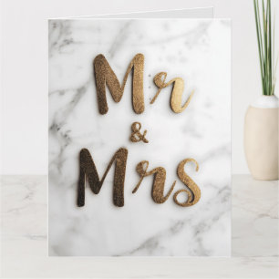 Elegant Guldglitter "Herr & Fru" på en marmor bakg Kort