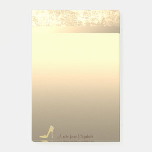 Elegant guldglitter högklackad sko - Personlig Post-it Block