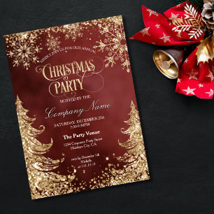 Elegant guldglitter julfest för företag inbjudningar