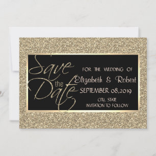 Elegant guldglitter Spara datum Datumet