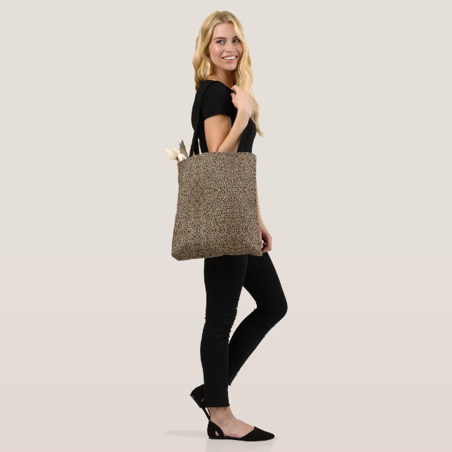 Elegant guldglitter svart leopardtryck tygkasse (På modell)