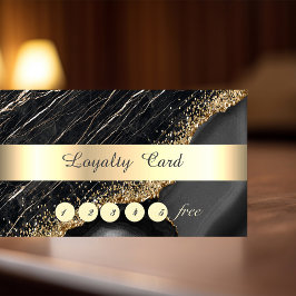 Elegant, Guldglitter, Svart Marmor Lojalitetskort