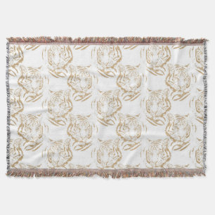 Elegant guldglitter tigertryck vit design filt