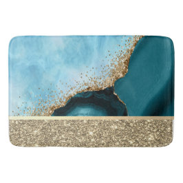 Elegant guldglitter turkos marmor badrumsmatta