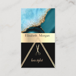 Elegant guldglitter turkos marmor, sax visitkort