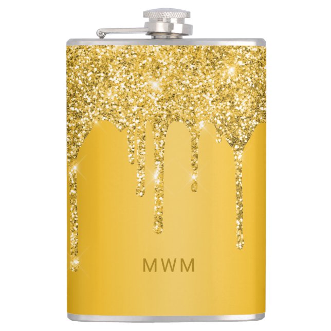 Elegant guldglitterdropppar glitter monogram fickplunta (Framsidan)