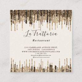 Elegant Guldgnistande Drips La Trattoria Restauran Fyrkantigt Visitkort
