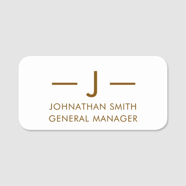 Elegant guldgrå monogram modern identitetsdesign namnbricka (Framsida)