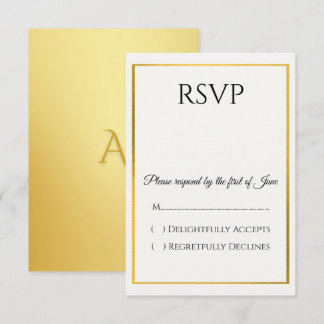 Elegant guldgräns bröllops-RSVP-kort OSA Kort