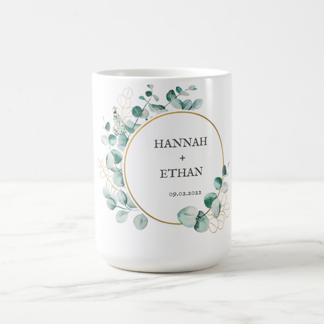 Elegant guldgrönska Eucalyptus Personlig   Kaffemugg (Center)