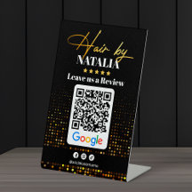 Elegant guldhårssalong Google Review QR-kod