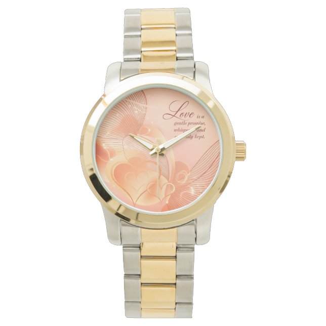 Elegant Guldhjärta Romantik Konst Armbandsur (Framsida)