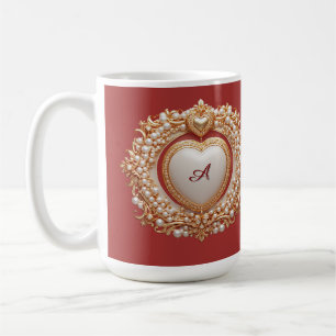 Elegant guldhjärteram med pärldekor kaffemugg