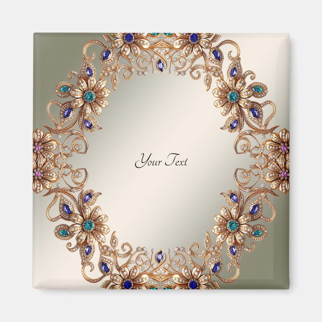 Elegant guldjuvel blommor magnet (Framsidan)