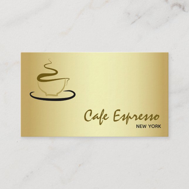 Elegant Guldkafé Visitkort (Framsida)