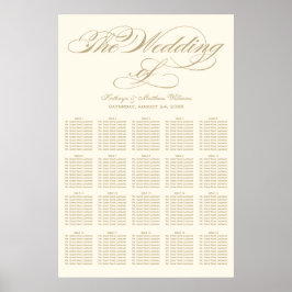 Elegant guldkalligrafi Elfenbensvitt bröllopsställ Poster