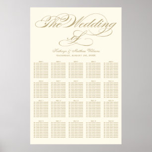 Elegant guldkalligrafi Elfenbensvitt bröllopsställ Poster