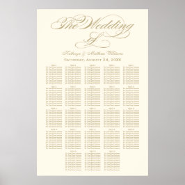 Elegant guldkalligrafi Elfenbensvitt bröllopsställ Poster