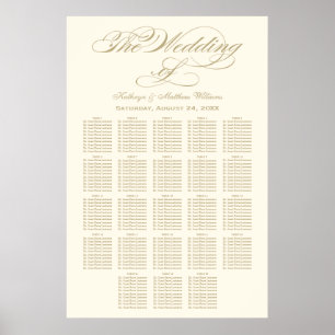 Elegant guldkalligrafi Elfenbensvitt bröllopsställ Poster