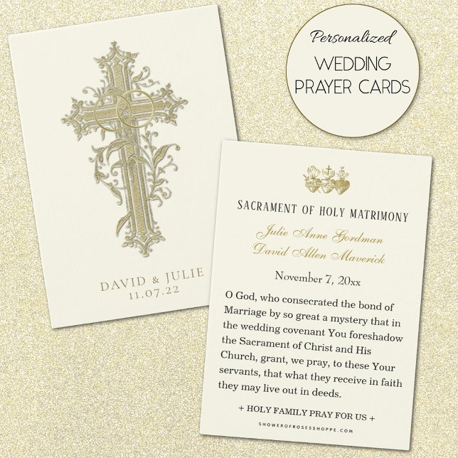 Elegant guldkatolsk bröllopsbönkort visitkort (Personalized Catholic Wedding Prayer Cards )