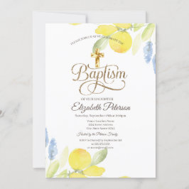 Elegant guldkors vattenfärg citroner inbjudningar