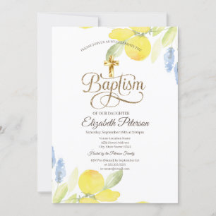 Elegant guldkors vattenfärg citroner inbjudningar