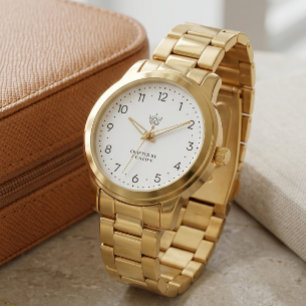 Elegant guldlänk armbandsur med minimalistisk desi