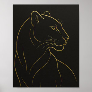 Elegant Guldlinje Lejoninna Illustration Poster