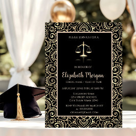 Elegant guldmandala juristexamen examensfest  inbjudningar